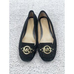 Women's Michael Kors Black Leather Fulton Moccasin Ballet Flats Size 9 M